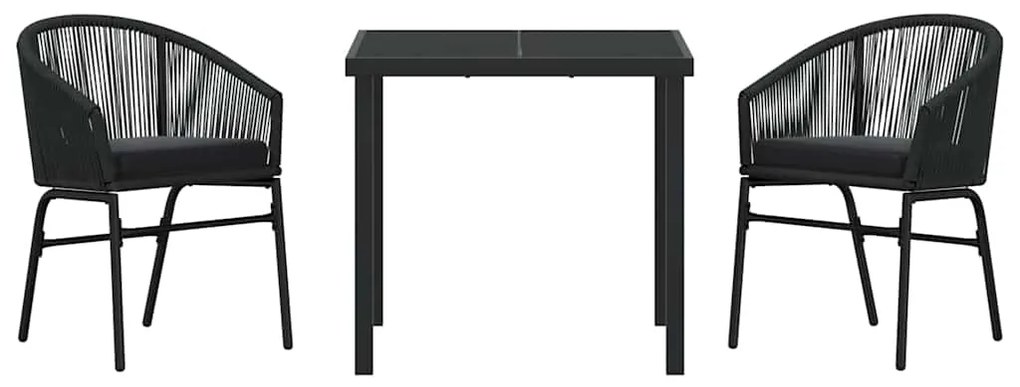 vidaXL Σέτ φαγητού για κήπο 3 pcs Μαύρο Χάλυβας με επίστρωση πούδρας