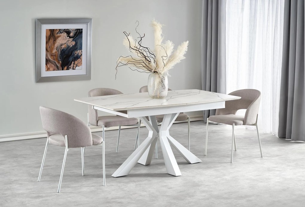 VIVALDI extension table white marble, leg white DIOMMI V-CH-VIVALDI-ST