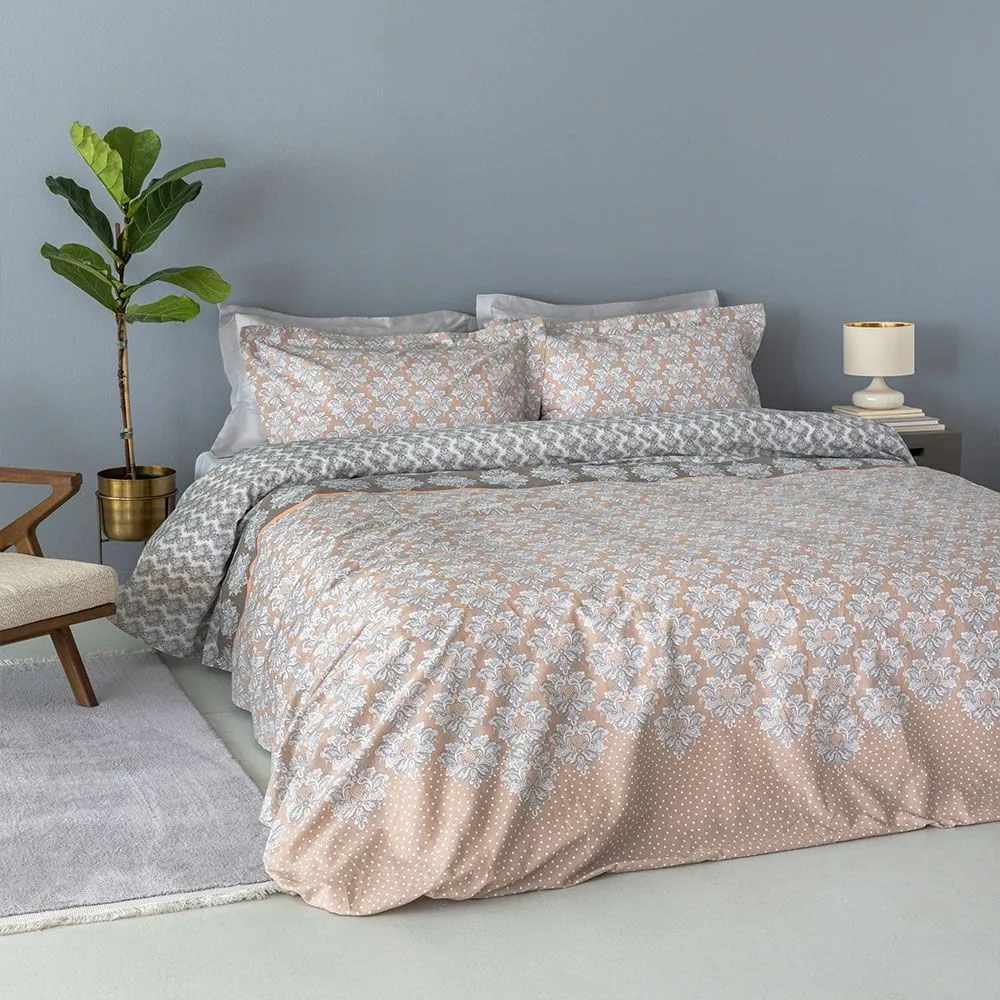 Σεντόνια Pale PAL701 (Σετ 4τμχ) Grey-Beige Palamaiki Υπέρδιπλo 240x270cm 100% Cotton Satin