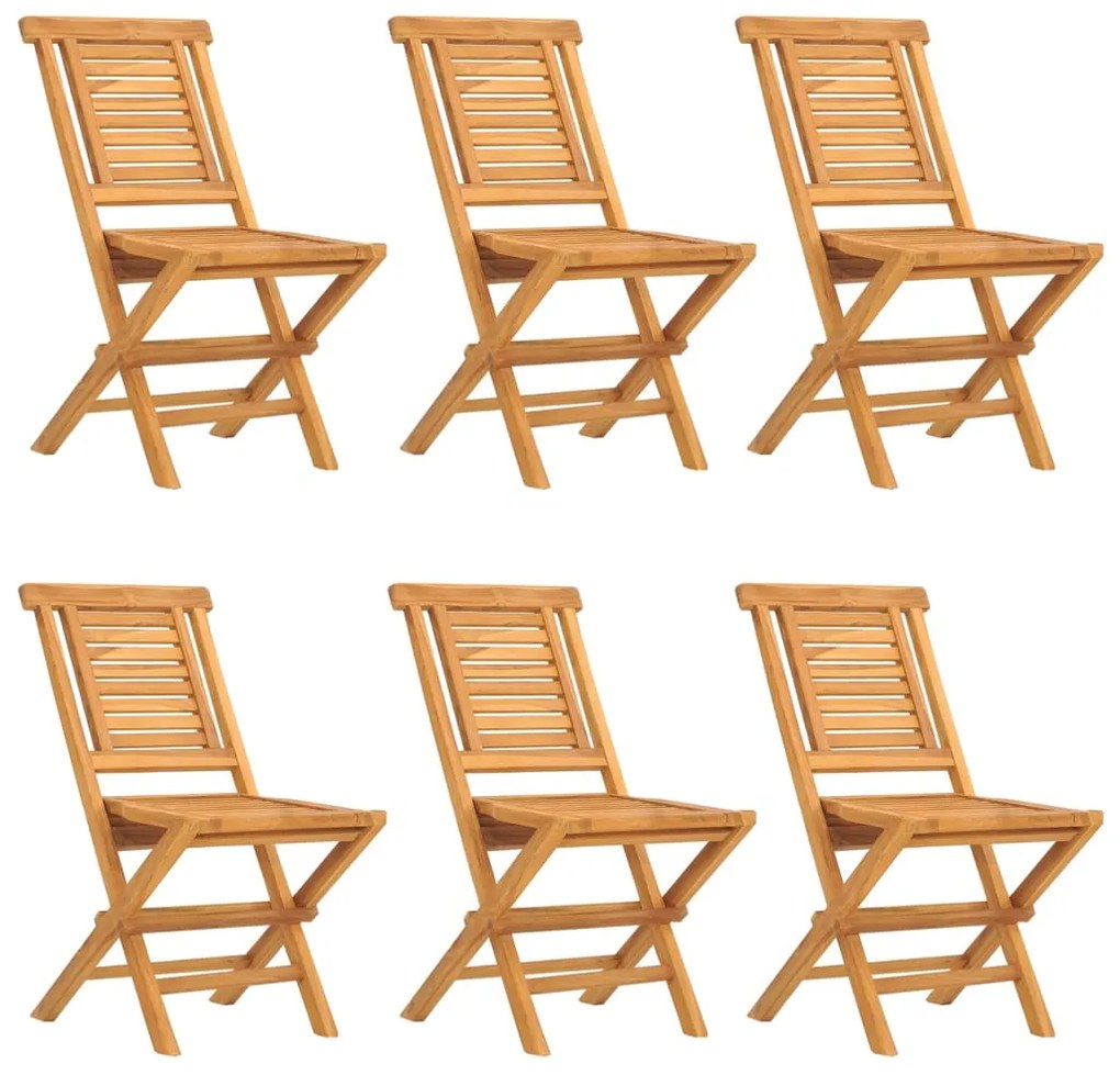 vidaXL Καρέκλες Κήπου Πτυσσόμενες 6 τεμ. 47x63x90 εκ. Μασίφ Ξύλο Teak