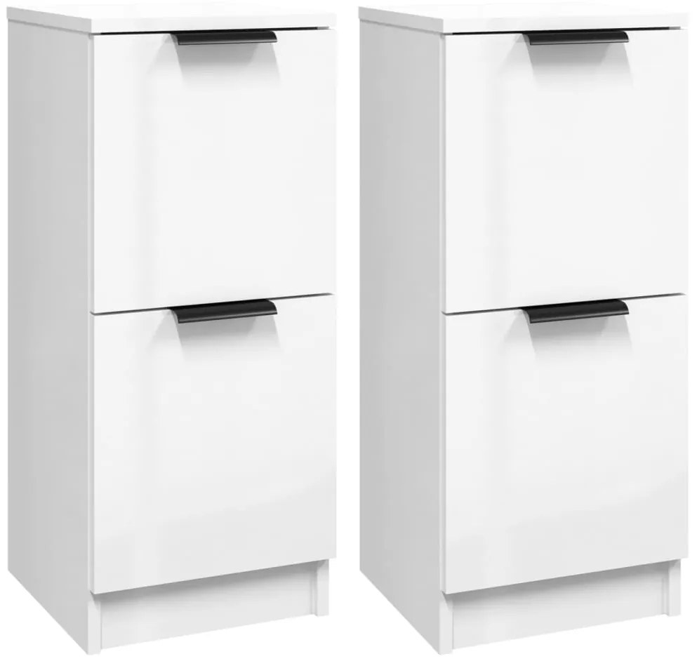 vidaXL Ντουλάπια 2 τεμ. Γυαλ. Λευκό 30x30x70 εκ. Επεξεργασμένο Ξύλο