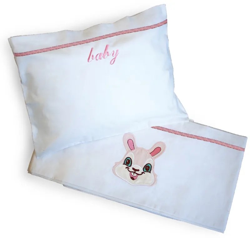 ΣΕΤ ΣΕΝΤΟΝΙΑ BEBE ΜΕ ΚΕΝΤHMA 120X160 ΧΩΡΙΣ ΛΑΣΤΙΧΟ - BUNNY PINK SB Home