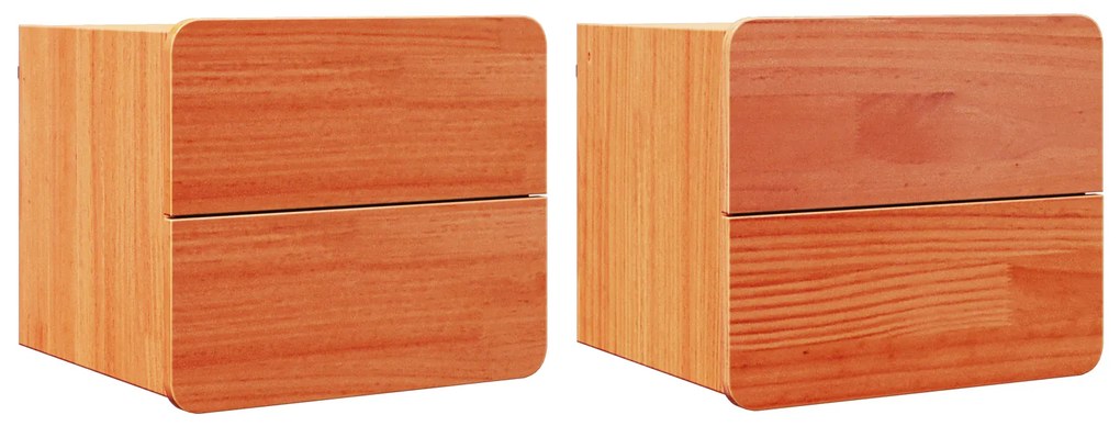 vidaXL Κομοδίνο 2 pcs Καφέ 39 x 34 x 33 εκ. Μασίφ ξύλο πεύκου