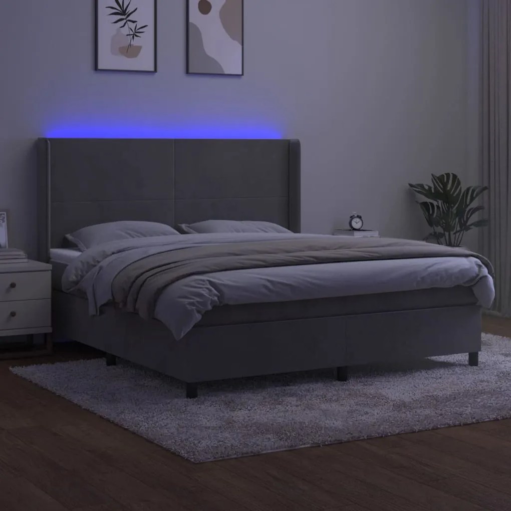 ΚΡΕΒΑΤΙ BOXSPRING ΜΕ ΣΤΡΩΜΑ &amp; LED ΑΝ.ΓΚΡΙ 180X200 ΕΚ. ΒΕΛΟΥΔΙΝΟ 3139457