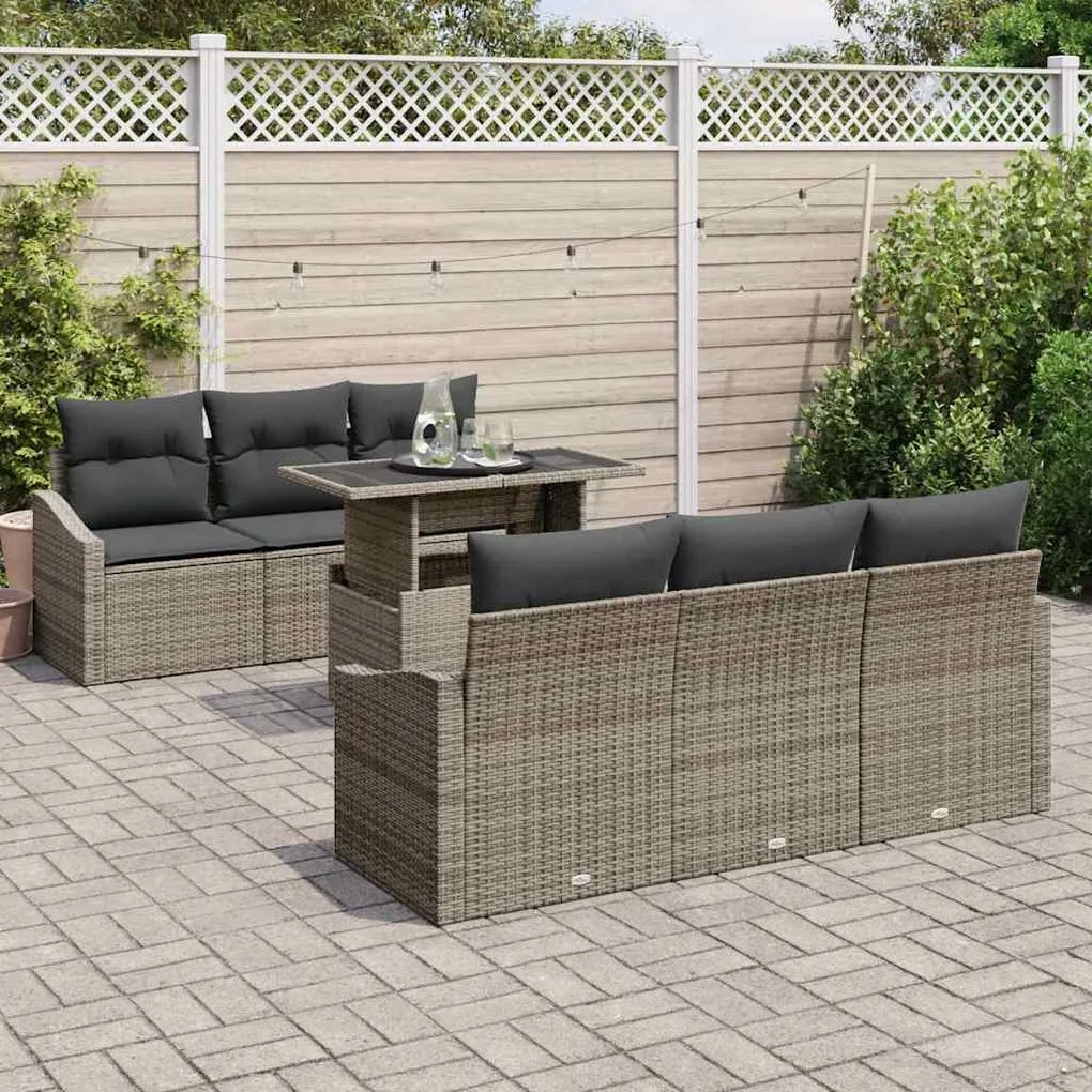 vidaXL Σετ Καναπέ Κήπου με μαξιλάρι 7 pcs Γκρι 100 x 55 x 73 εκ