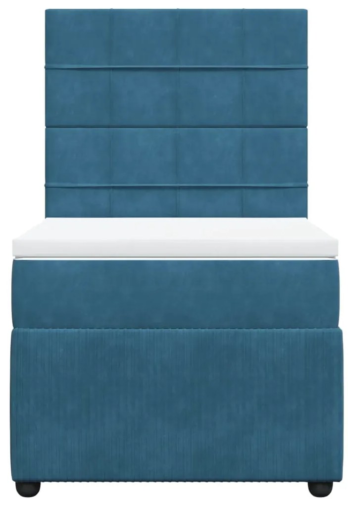 vidaXL Κρεβάτι Boxspring με Στρώμα Μπλε 90x190 εκ. Βελούδινο