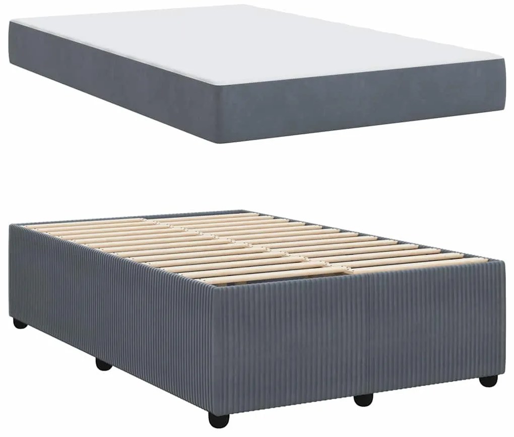 vidaXL Σκελετός Κρεβατιού με στρώμα Σκούρο Γκρι 120 x 190 cm ύφασμα