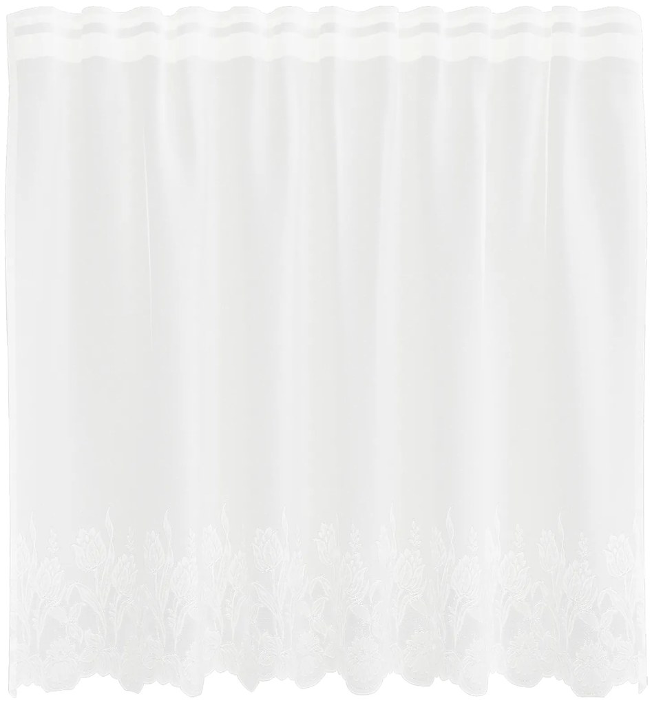 vidaXL Κουρτίνα Δαντέλας με κουρτίνες Floral Λευκό 150 x 80 cm Πολυεστέρας