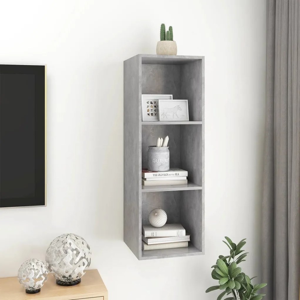 vidaXL Έπιπλο Τηλεόρασης Κρεμαστό Γκρι Σκυρ. 37x37x107 εκ. Επεξ. Ξύλο