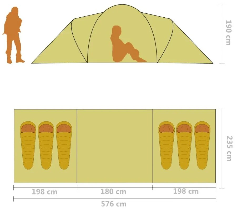 Σκηνή Camping 6 Ατόμων Γκρι / Πορτοκαλί - Γκρι