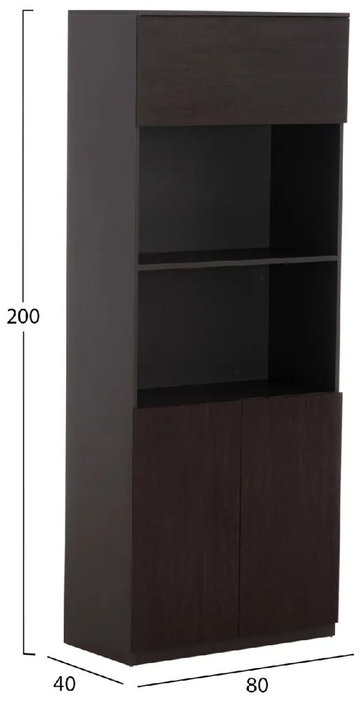 ΒΙΒΛΙΟΘΗΚΗ ΓΡΑΦΕΙΟΥ ΕΠΑΓΓΕΛΜΑΤΙΚΗ ROSEWOOD HM2089 ΜΕΛΑΜΙΝΗ ΓΚΡΙ-WENGE 80Χ40Χ200Υεκ.