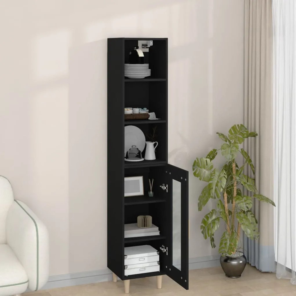vidaXL Ντουλάπι Μαύρο 34,5 x 34 x 180 εκ. από Επεξεργασμένο Ξύλο