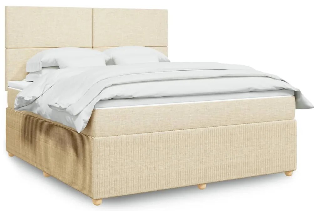 vidaXL Κρεβάτι Boxspring με Στρώμα Κρεμ 180x200 εκ. Υφασμάτινο