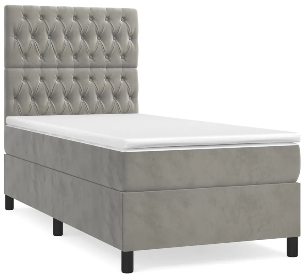 ΚΡΕΒΑΤΙ BOXSPRING ΜΕ ΣΤΡΩΜΑ ΑΝΟΙΧΤΟ ΓΚΡΙ 90X190 ΕΚ. ΒΕΛΟΥΔΙΝΟ 3143175