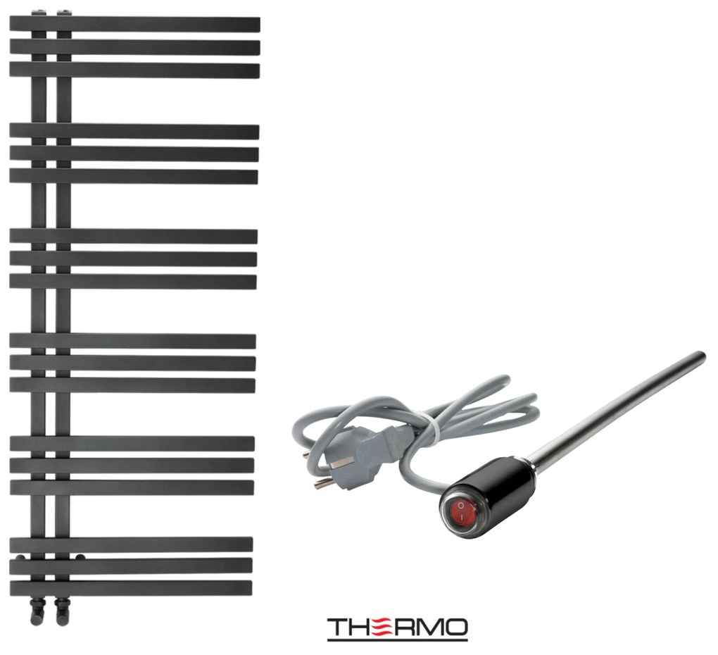Thermo VIVO Θερμαινόμενη πετσετοκρεμάστρα από ανοξείδωτο χάλυβα με ηλεκτρική λειτουργία 119x50cm Silk Black