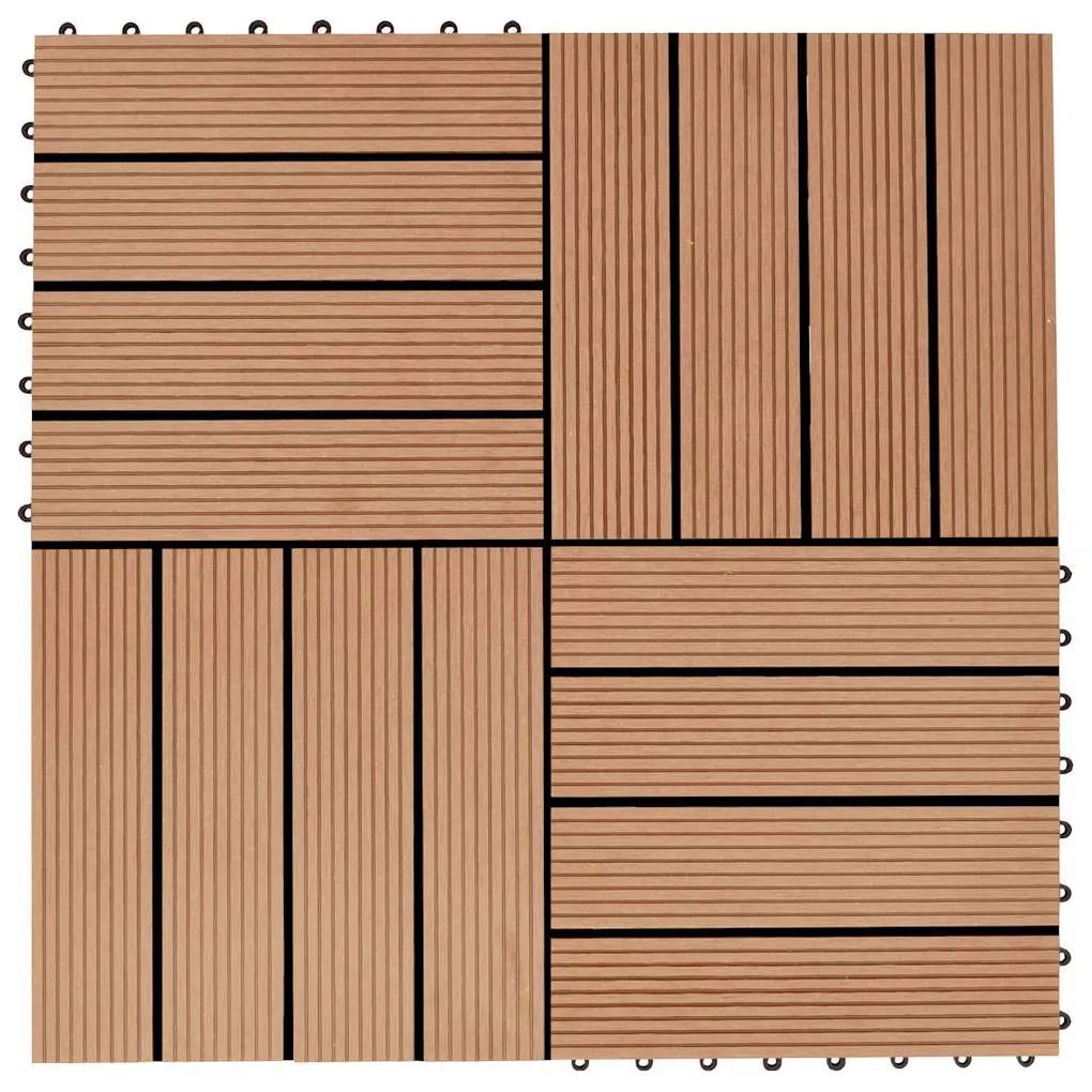vidaXL Πλακάκια Deck 11 τεμ. Χρώμα Teak 30 x 30 εκ. 1 μ² από WPC