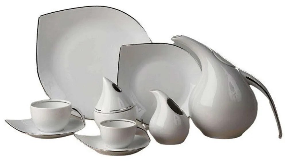 Σερβίτσιο Πιάτα Φαγητού Drop  (Σετ 20Τμχ) 38.001.40 White-Platinum Cryspo Trio 20 τμχ Porcelain