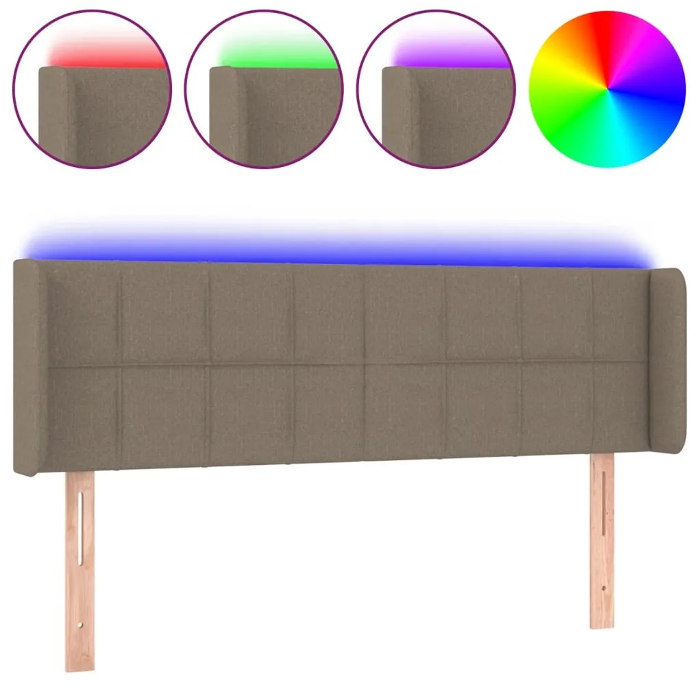 vidaXL Κεφαλάρι Κρεβατιού LED Taupe 147x16x78/88 εκ. Υφασμάτινο