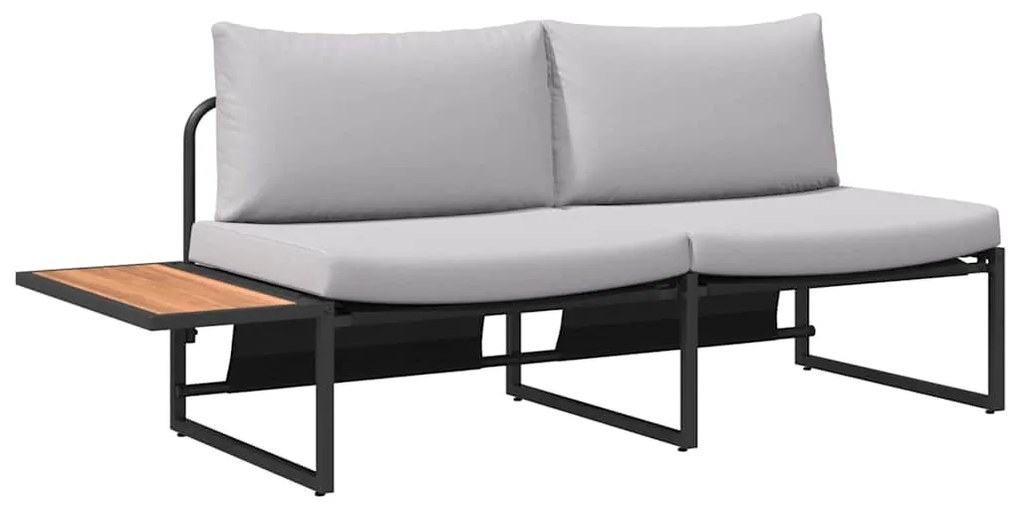 vidaXL Καναπές Κήπου με μαξιλάρι Καφέ 200.5 x 70 x 85.5εκ Μέταλλο