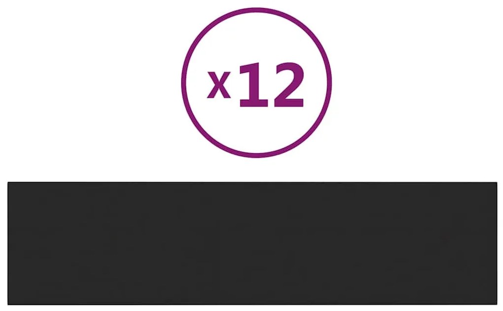 vidaXL Πάνελ Τοίχου 12 τεμ. Μαύρα 60x15 εκ. 1,08 μ² Υφασμάτινα