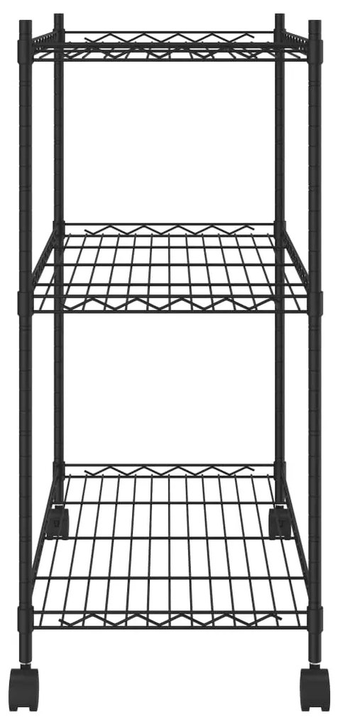 vidaXL Ραφιέρα 3 Επιπέδων με Τροχούς Μαύρη 60x35x81 εκ. 150 κ.