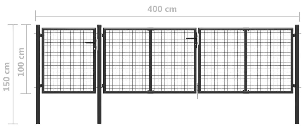 vidaXL Πόρτα Περίφραξης Κήπου Ανθρακί 400 x 100 εκ. Ατσάλινη