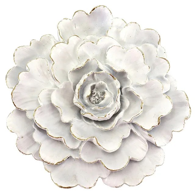 WHITE ROSE DECO ΛΟΥΛΟΥΔΙ POLYRESIN ΛΕΥΚΟ D24xH4,7cm - 022299