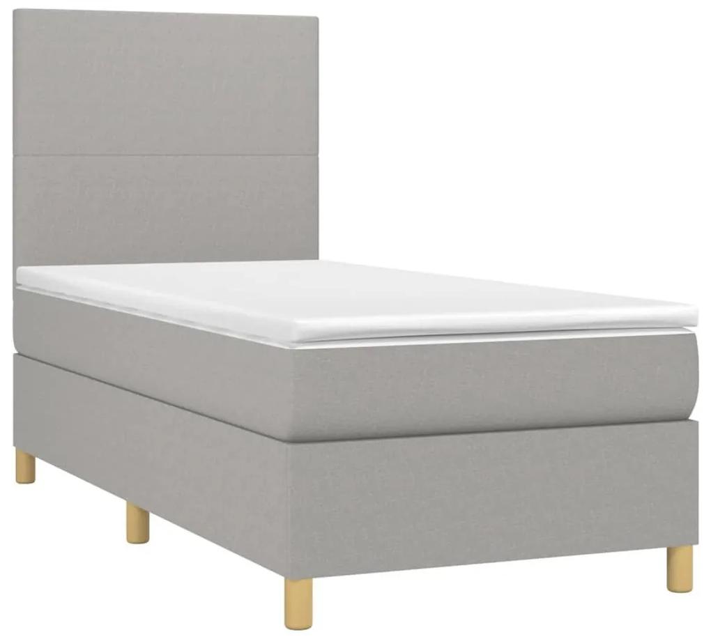 Κρεβάτι Boxspring με Στρώμα Ανοιχτό Γκρι 80x200 εκ. Υφασμάτινο - Γκρι