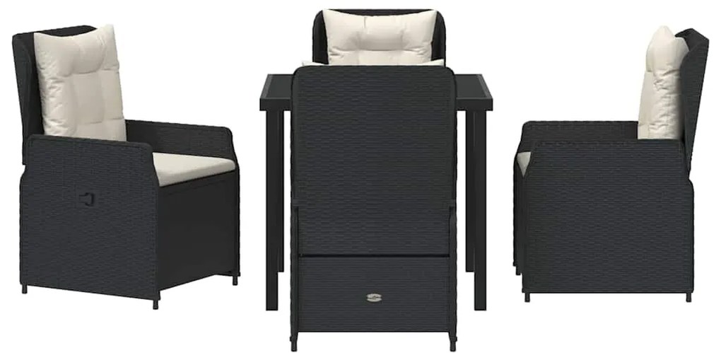 vidaXL Σέτ φαγητού για κήπο 5 pcs Μαύρο συνθετικό ρατάν