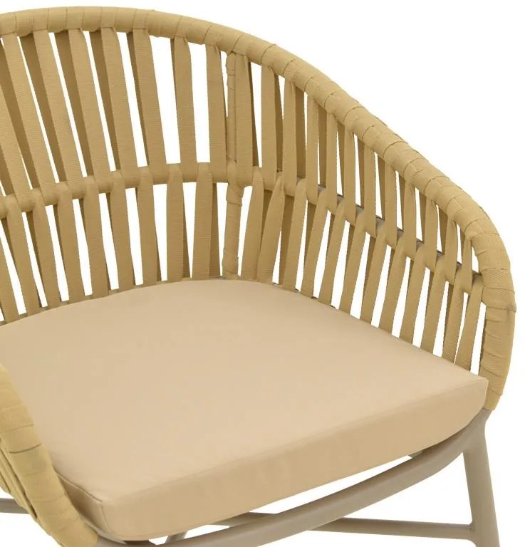 Καρέκλα - Πολυθρόνα Frama αλουμινίου-pe σχοινί στοιβαζόμενη σε καφε απόχρωση και μαξιλάρι 57x60x78 εκ. 57x60x78 εκ.