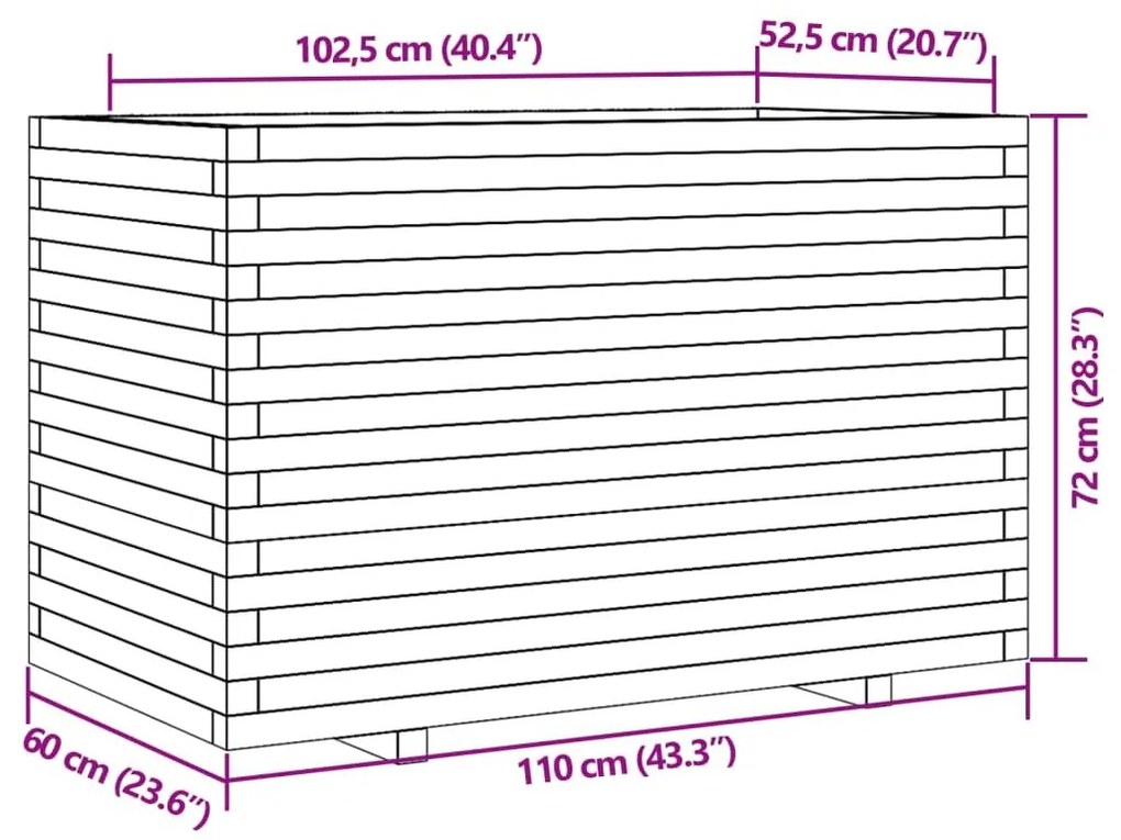 Ζαρντινιέρα Καφέ Κεριού 110x60x72 εκ. από Μασίφ Ξύλο Πεύκου - Καφέ