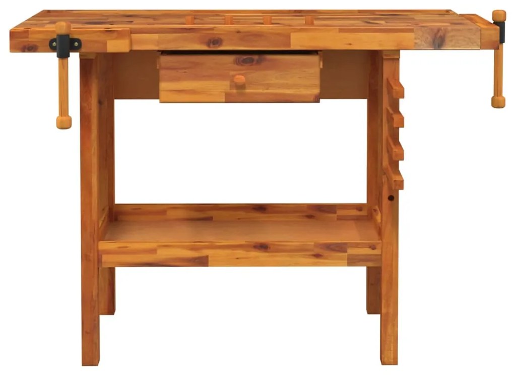 vidaXL Πάγκος Εργ. Συρτάρι/ Μέγγενες 124x52x83 εκ. Μασίφ Ξύλο Ακακίας