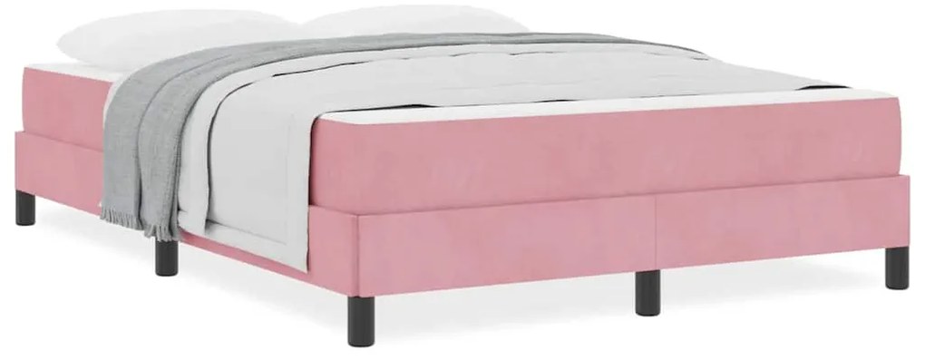 vidaXL Κρεβάτι box spring με στρώμα Ροζ 140 x 210 cm Βελούδο
