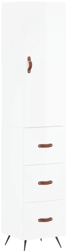 vidaXL Ντουλάπι Γυαλ. Λευκό 34,5 x 34 x 180 εκ. από Επεξεργασμένο Ξύλο
