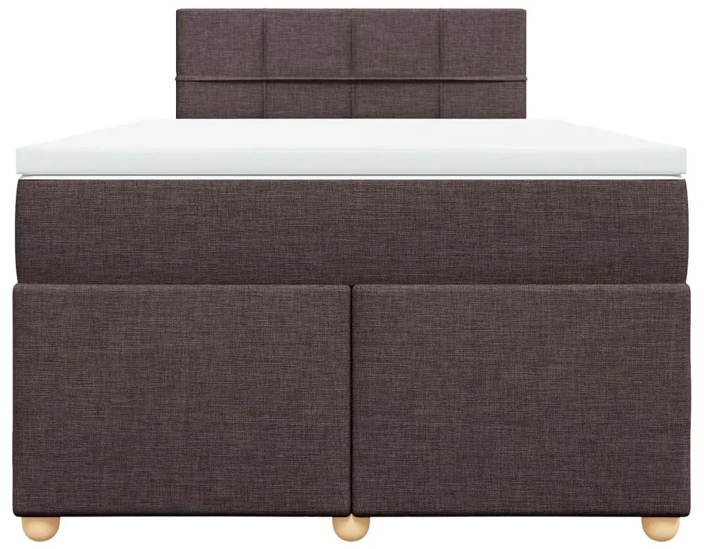 vidaXL Κρεβάτι Boxspring με Στρώμα Σκούρο Καφέ 120x190 εκ Υφασμάτινο