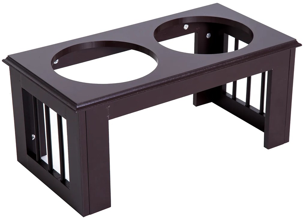 PawHut Σταθμός τροφοδοσίας σκύλου, αντιολισθητικός, 58,4 x 30,5 x 25,4cm, Γκρι, 2L ανά μπολ