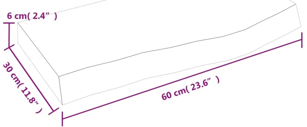 Πάγκος Μπάνιου Σκούρο Καφέ 60x30x(2-6) εκ. Επεξεργ. Μασίφ Ξύλο - Γκρι