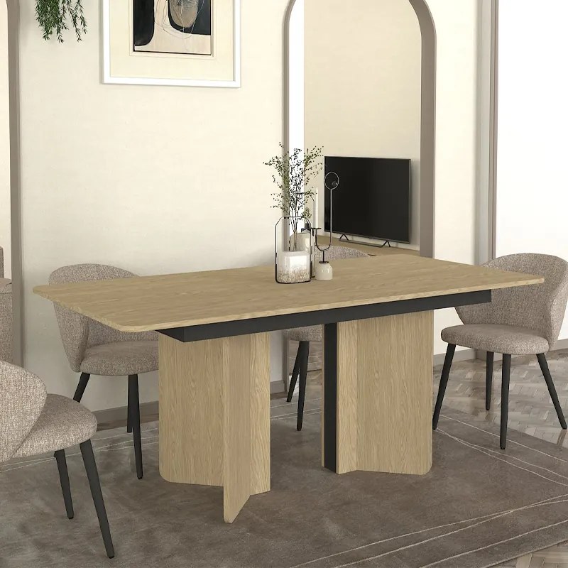 Τραπέζι Lava Megapap χρώμα rota oak - ανθρακί 180x90x76,8εκ. - 0265910