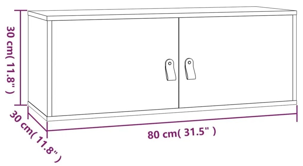 Ντουλάπια Τοίχου 2 τεμ. 80x30x30εκ. από Μασίφ Ξύλο Πεύκου - Καφέ