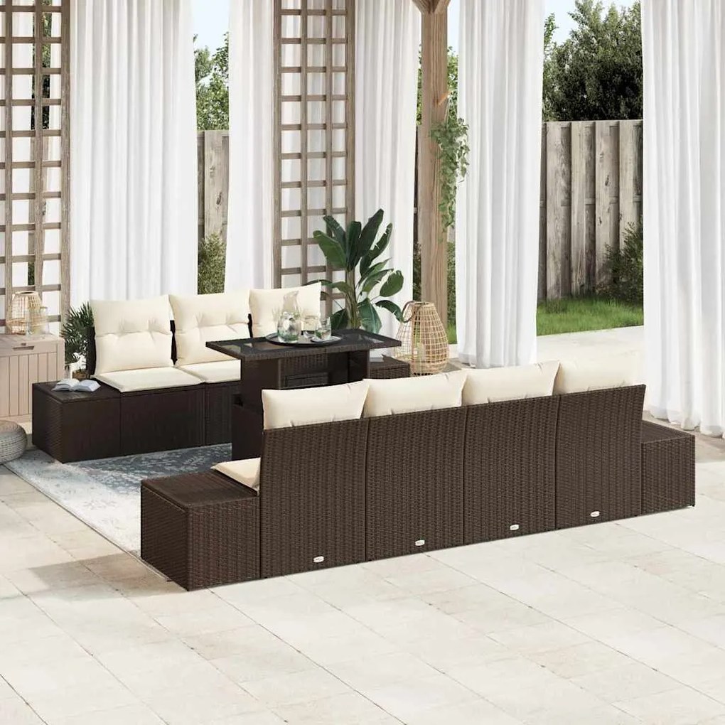 vidaXL Σετ Καναπέ Κήπου 8 pcs Καφέ και κρεμ 100 x 55 x 73 εκ.
