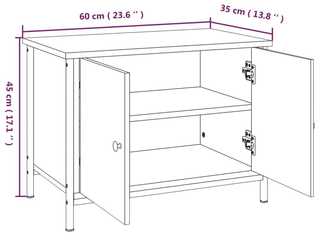 Έπιπλο Τηλεόρασης με Πόρτες Καπν. Δρυς 60x35x45 εκ. Επεξ.Ξύλο - Καφέ