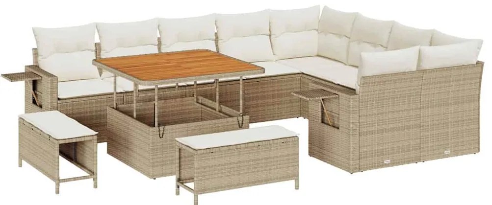 vidaXL Σετ Καναπέ Κήπου 12 pcs Μπεζ συνθετικό ρατάν