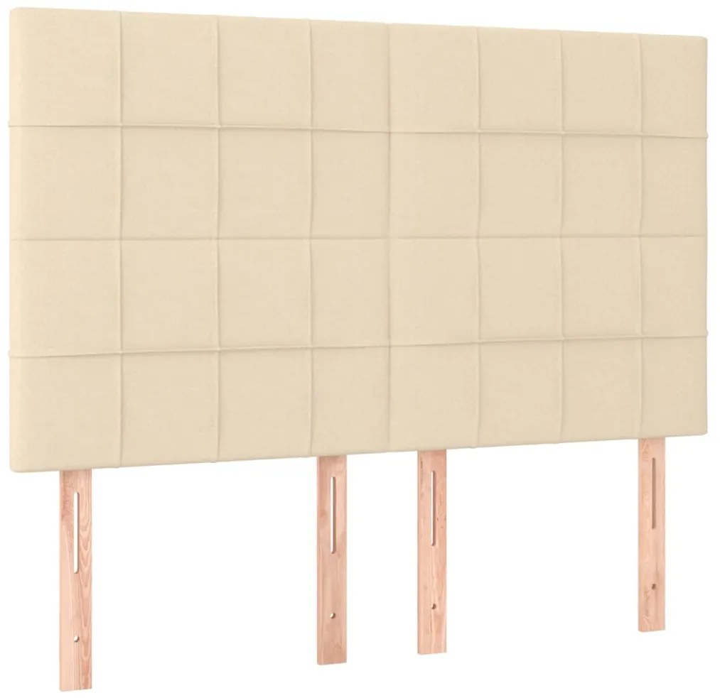 vidaXL Κρεβάτι Boxspring με Στρώμα & LED Κρεμ 140x200 εκ. Υφασμάτινο