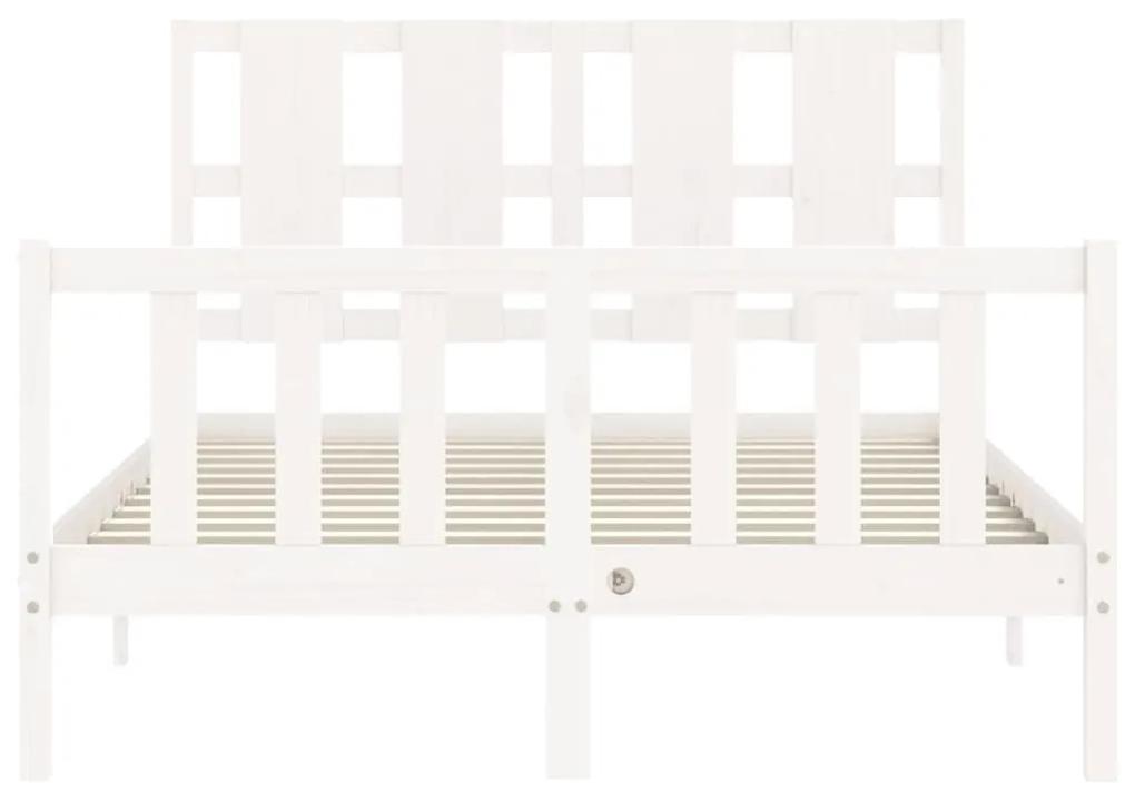 Πλαίσιο Κρεβατιού με Κεφαλάρι Λευκό Μασίφ Ξύλο Small Double - Λευκό