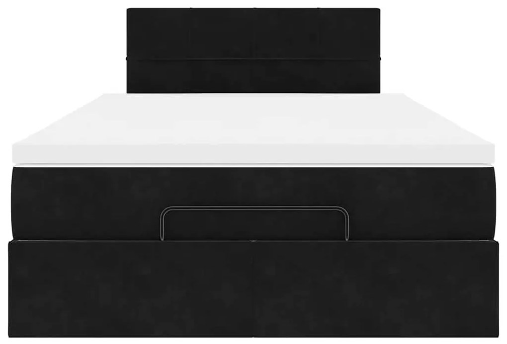 vidaXL Οθωμανικό κρεβάτι με στρώμα Μαύρο 120x190 cm Velvet