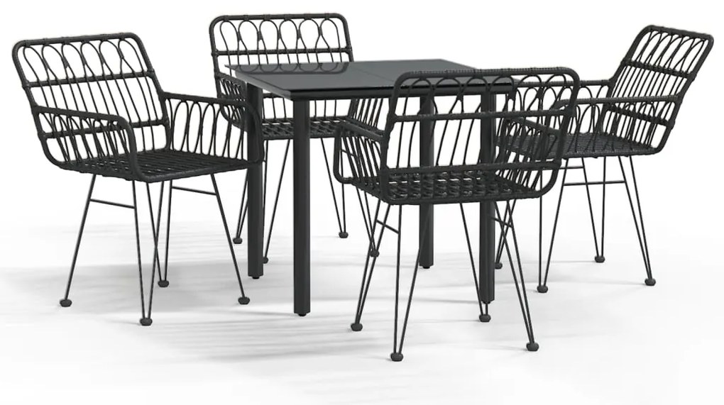 vidaXL Σετ Τραπεζαρίας Κήπου 5 Τεμαχίων Μαύρο από Συνθετικό Ρατάν