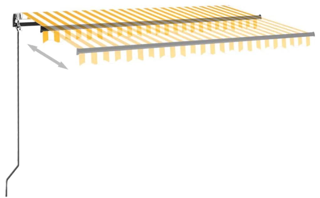 vidaXL Τέντα Αυτόματη με LED & Αισθ. Ανέμου Κίτρινο/Λευκό 450x350 εκ.