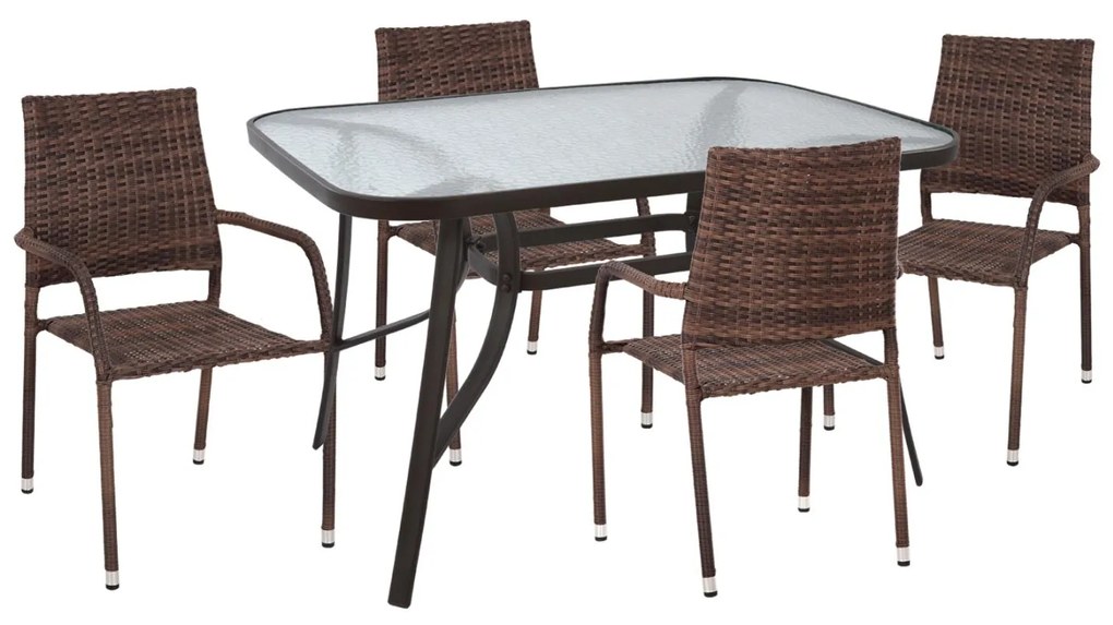 Σετ κήπου Τραπεζαρία MORNER 5 τεμ Καφέ Μέταλλο &amp; Wicker