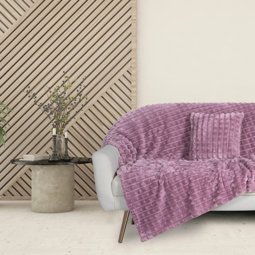 Κουβέρτα Fleece Καναπέ 130x170εκ. Blankets 1358 Dusty Μωβ Das Home