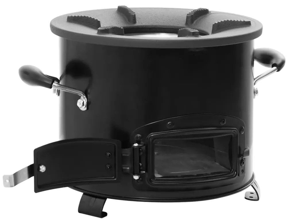 vidaXL Ξυλόσομπα Για Κάμπινγκ Μαύρη 36 x 26 x 22,5 εκ. Μεταλλική